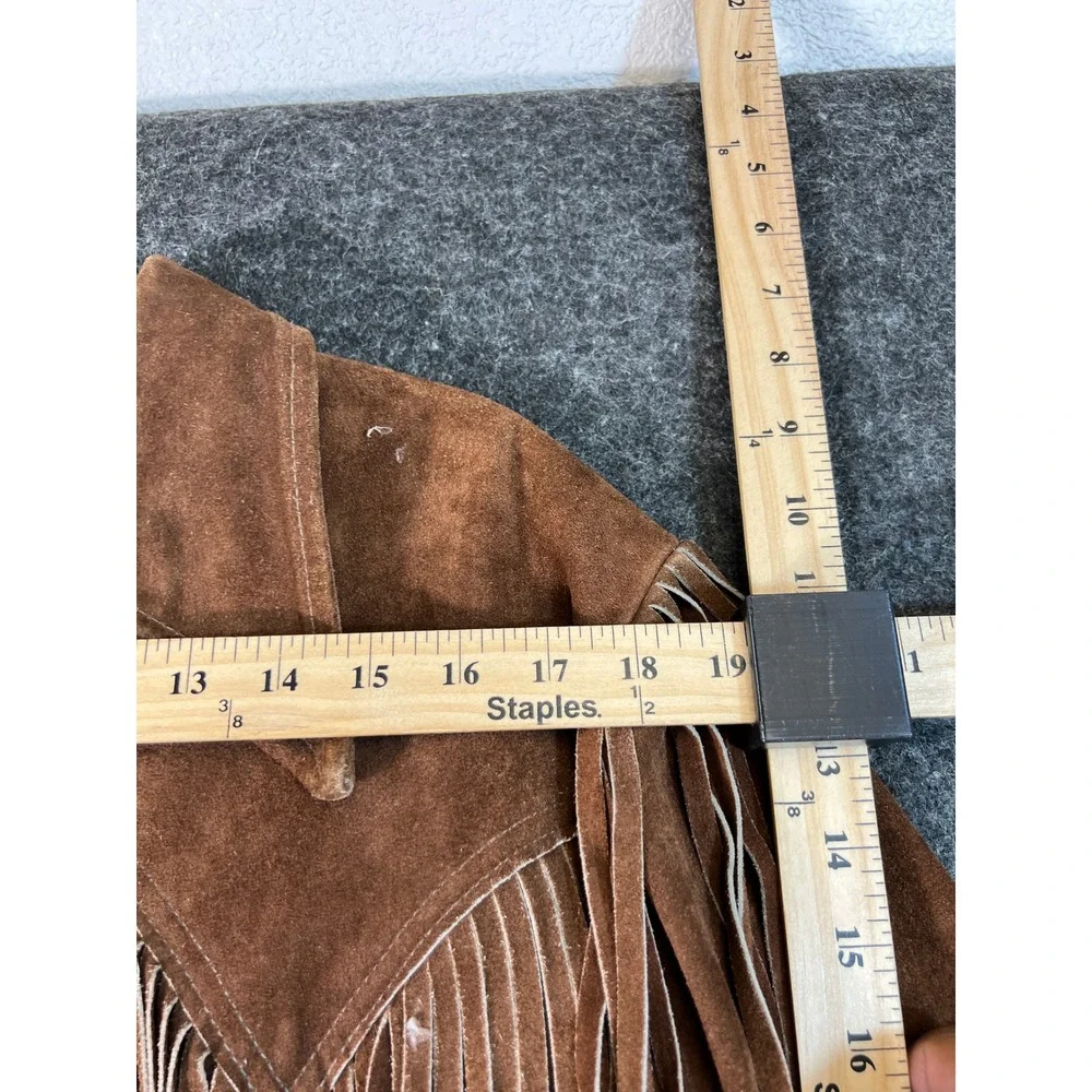 Vintage Golden Thread Brill Bros Brown Suede Fringe Western Jacket Mens 40